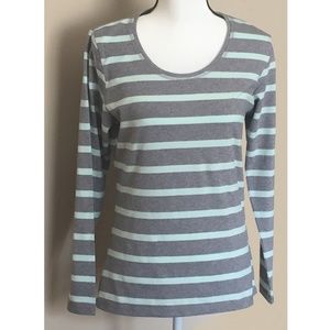 NWT Jockey Striped Pullover S M Top Gray & Aqua